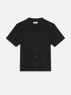 Jacquard Short Sleeve Relaxed Shirt -- Black