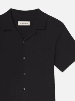 Jacquard Short Sleeve Relaxed Shirt -- Black -Frame Sale Store MS25JTE009 BLK DET
