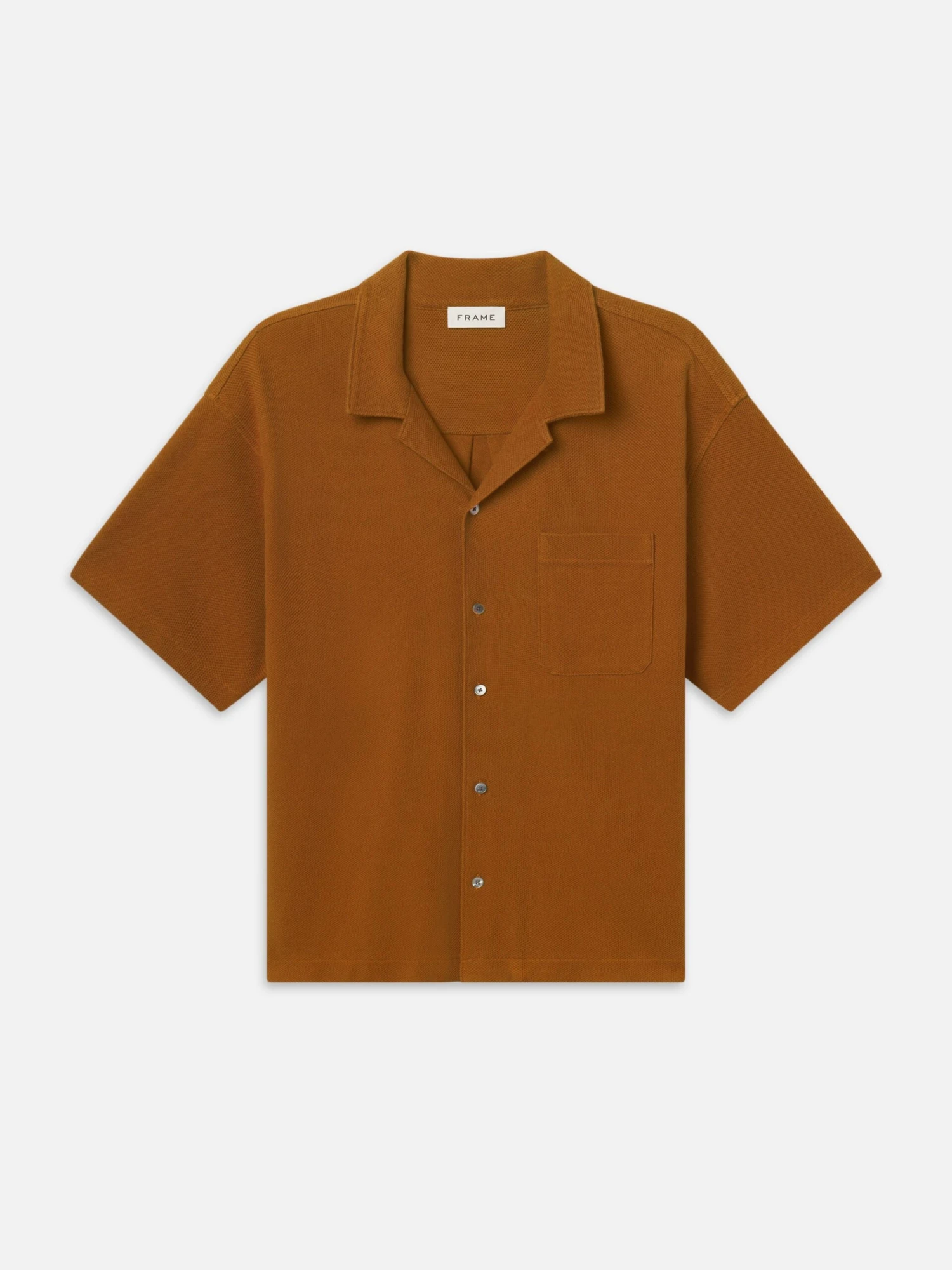 Jacquard Short Sleeve Relaxed Shirt -- Dark Orange 1 Jacquard Short Sleeve Relaxed Shirt -- Dark Orange