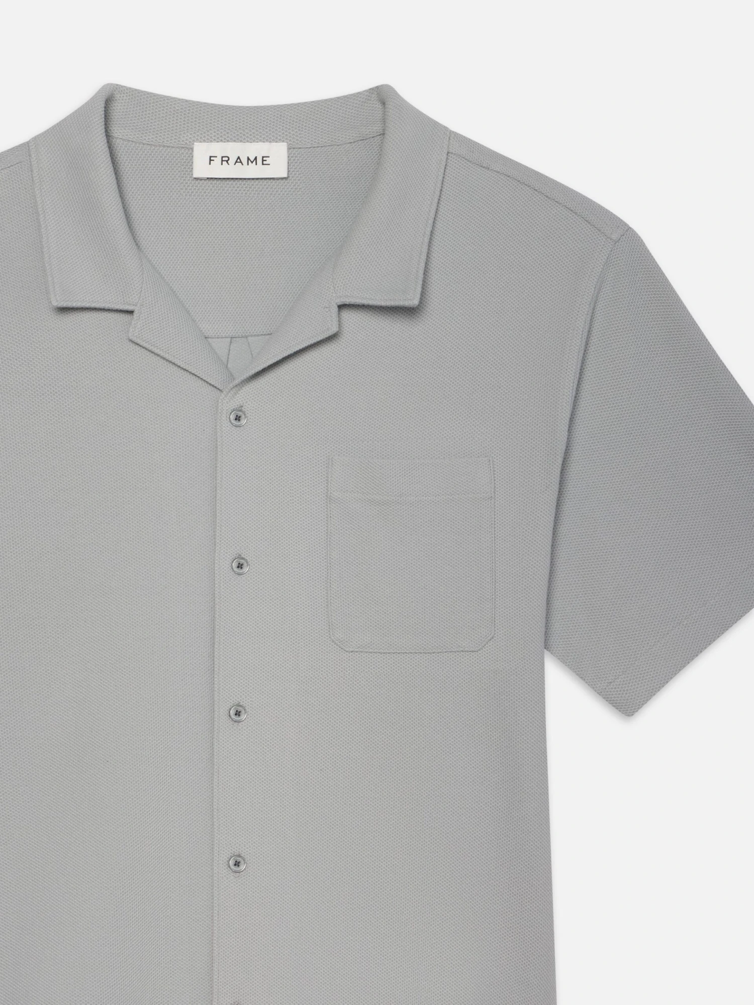 Jacquard Short Sleeve Relaxed Shirt -- Grey Blue 2 Jacquard Short Sleeve Relaxed Shirt -- Grey Blue - Image 2
