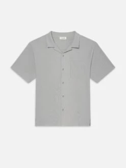 Jacquard Short Sleeve Relaxed Shirt -- Grey Blue