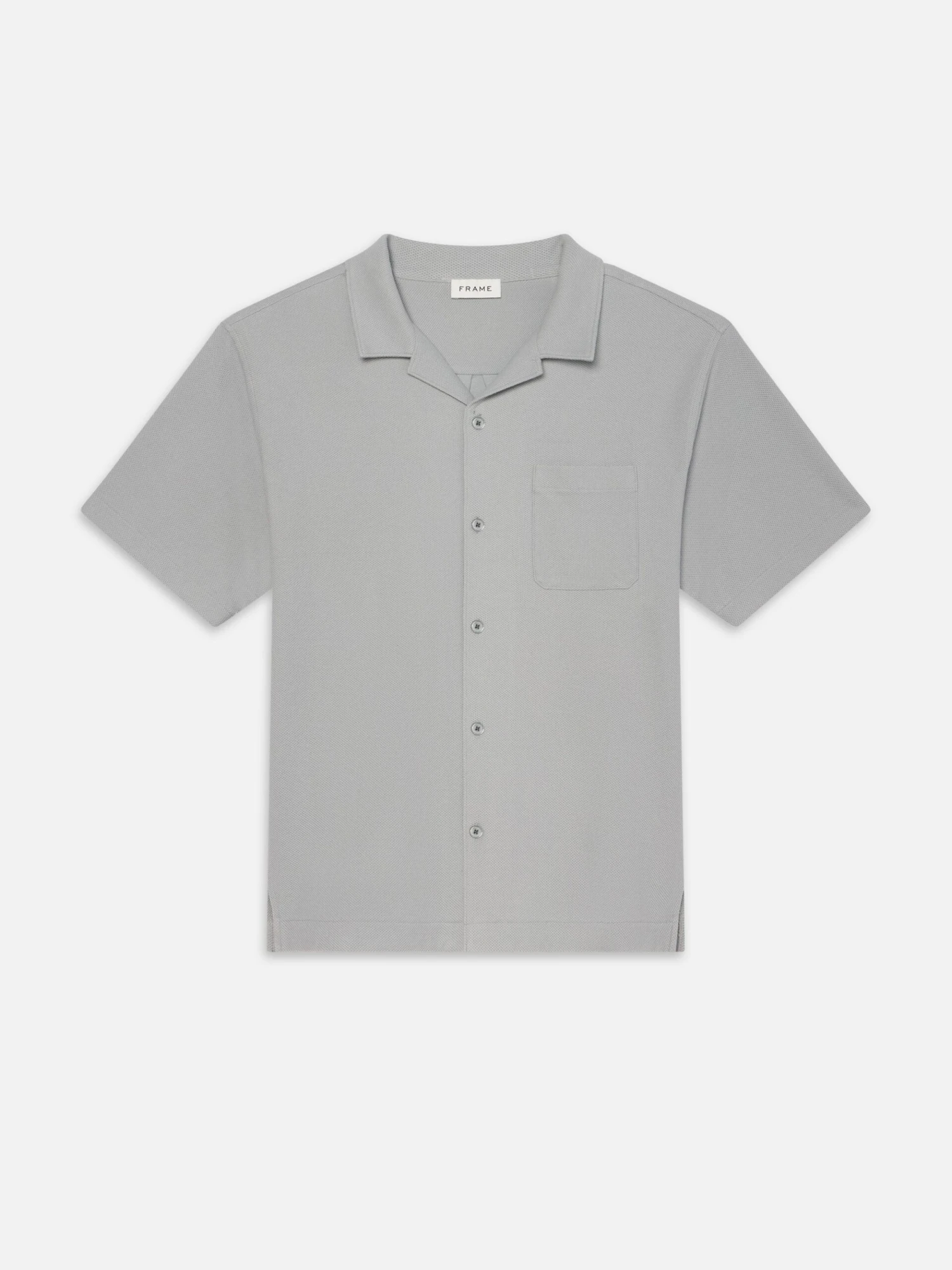 Jacquard Short Sleeve Relaxed Shirt -- Grey Blue 1 Jacquard Short Sleeve Relaxed Shirt -- Grey Blue