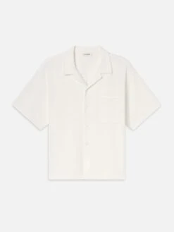 Jacquard Short Sleeve Relaxed Shirt -- White