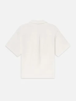 Jacquard Short Sleeve Relaxed Shirt -- White -Frame Sale Store MS25JTE009 WHT B