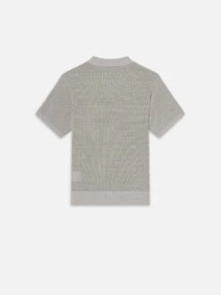 Open Weave Polo Sweater -- Grey Blue 9 Open Weave Polo Sweater -- Grey Blue -Frame Sale Store MS25KSW003 GYBL BACK