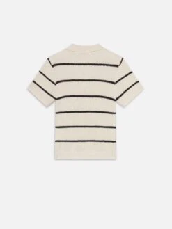Striped Polo Sweater -- Black Stripe -Frame Sale Store MS25KSW017 BKST BACK