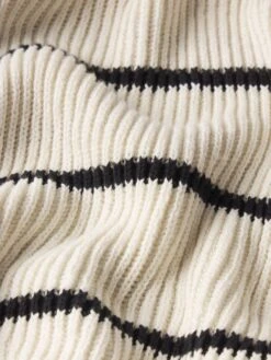Striped Polo Sweater -- Black Stripe -Frame Sale Store MS25KSW017 BKST FABRICDETAIL