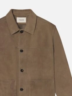 Suede Chore Coat -- Dark Beige -Frame Sale Store MS25LSH003 DKBG DET
