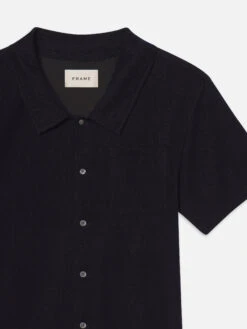 Terry Short Sleeve Shirt -- Dark Navy -Frame Sale Store MS25WSH009 DKNV DET