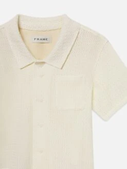 Open Weave Short Sleeve Shirt -- Cream -Frame Sale Store MS25WSH015 CREA DET