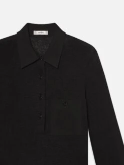 The Long Sleeve Caddy Polo -- Black 6 The Long Sleeve Caddy Polo -- Black -Frame Sale Store WE25JKT019 BLK DET