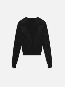 The Sheer Stripe Sweater -- Black -Frame Sale Store WE25KSW002 BLK B
