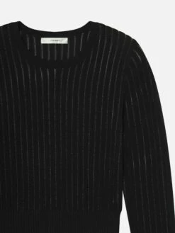 The Sheer Stripe Sweater -- Black -Frame Sale Store WE25KSW002 BLK DET