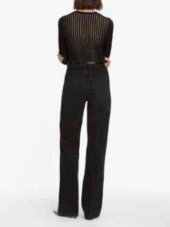 The Sheer Stripe Sweater -- Black -Frame Sale Store WE25KSW002 BLK B 11652