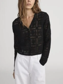 The Crochet Cardi -- Black -Frame Sale Store WE25KSW008 BLK 3317