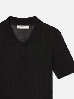 The Ribbed Polo -- Black 7 The Ribbed Polo -- Black -Frame Sale Store WE25KSW017 BLK DET