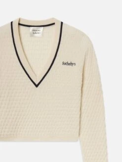 Sotheby’s Women's V-Neck Sweater -- Cream -Frame Sale Store WE25KSW046 CREA DET