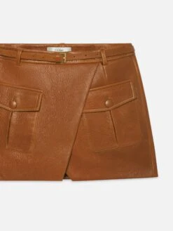 The Leather Cargo Skirt -- Chestnut -Frame Sale Store WE25LSK003 CHE DET