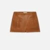 The Leather Cargo Skirt -- Chestnut
