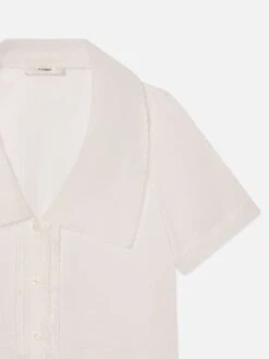 The Scallop Sailor Blouse -- White -Frame Sale Store WE25WBL006 WHT DET