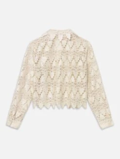 The Lace Button Up Shirt -- Ecru -Frame Sale Store WF24WSH027 ECRU BACK