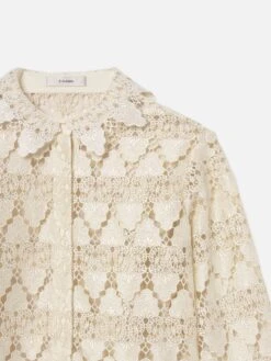 The Lace Button Up Shirt -- Ecru -Frame Sale Store WF24WSH027 ECRU DETAIL