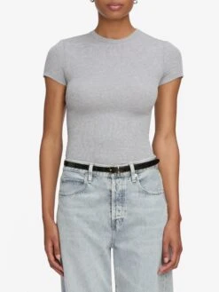 The Rib Baby Tee -- Heather Grey -Frame Sale Store WF25JKT012 HGRY 3551