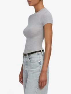 The Rib Baby Tee -- Heather Grey -Frame Sale Store WF25JKT012 HGRY 3571