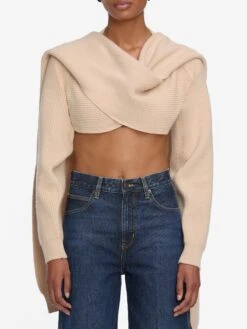 The Scarf Sweater -- Pink Sand -Frame Sale Store WF25KSW031 PKSD 5214 V2