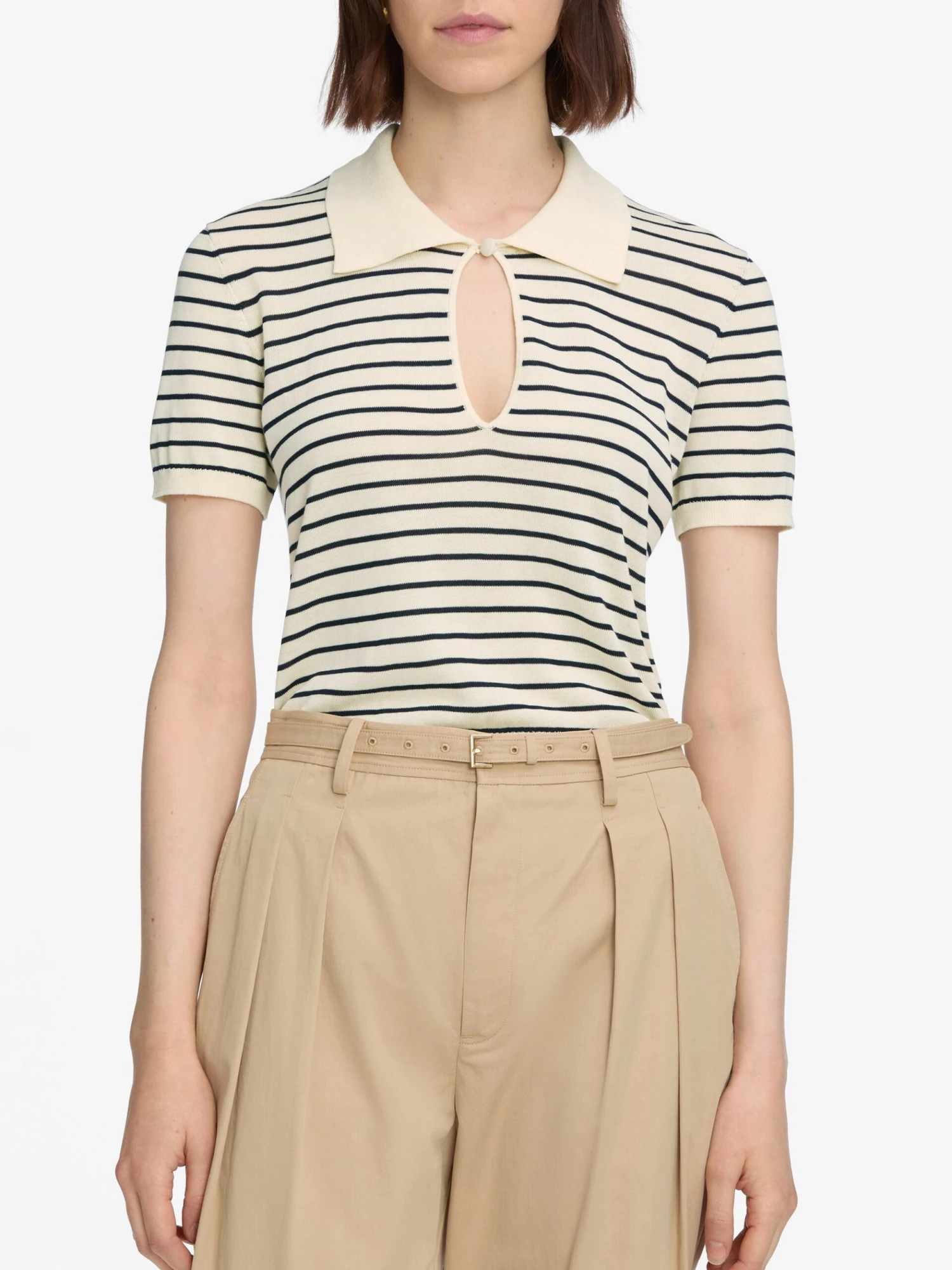 The Keyhole Polo -- Cream Multi 3 The Keyhole Polo -- Cream Multi - Image 3