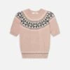 The Cashmere Fairisle Crew Sweater -- Pink Sand