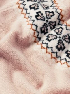 The Cashmere Fairisle Crew Sweater -- Pink Sand -Frame Sale Store WF25KSW038 PKSD FABRICDETAIL