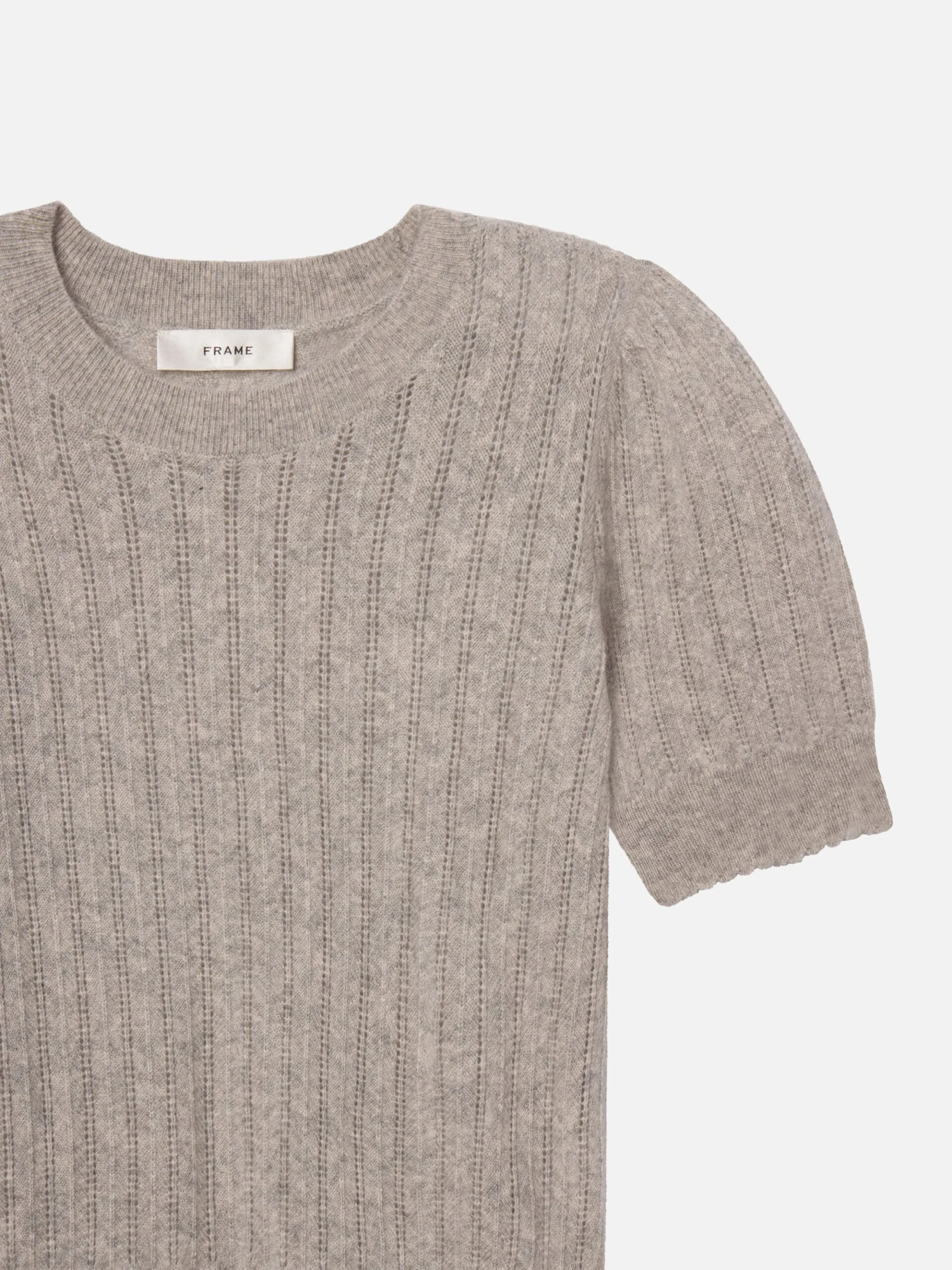 The Ladder Pointelle Sweater -- Light Heather Grey 2 The Ladder Pointelle Sweater -- Light Heather Grey - Image 2