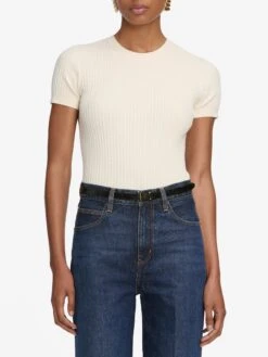 The Fine Cable Tee -- Cream -Frame Sale Store WF25KSW042 CREAM 4729