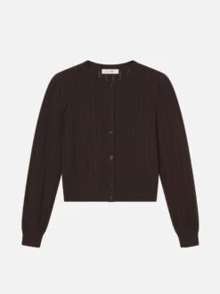 The Ladder Pointelle Cardi -- Coffee