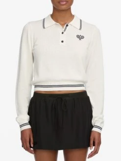 The Long Sleeve Tennis Polo -- White -Frame Sale Store WF25KSW050 WHT WF25WSK007 NAVY 10317
