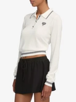 The Long Sleeve Tennis Polo -- White -Frame Sale Store WF25KSW050 WHT WF25WSK007 NAVY 10365