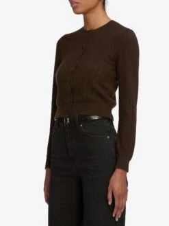 The Ladder Pointelle Cardi -- Coffee -Frame Sale Store WF25KSW057 CFFE 7263