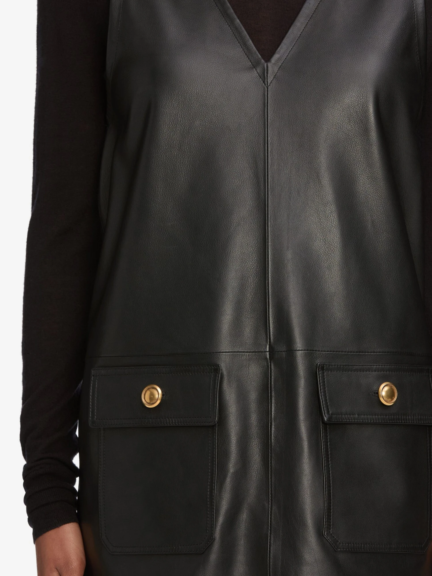 The Leather Pinafore Dress -- Black 3 The Leather Pinafore Dress -- Black - Image 3