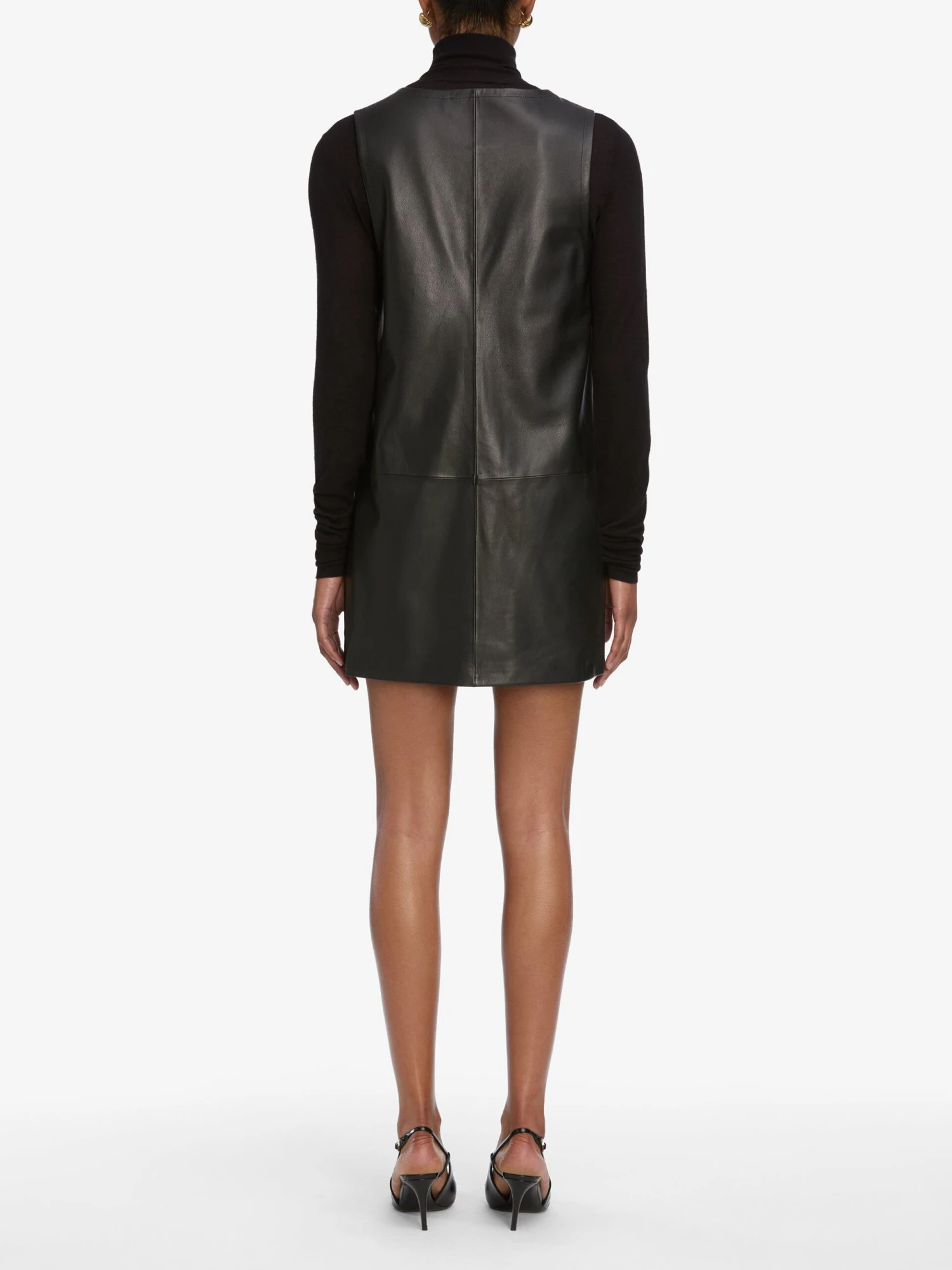 The Leather Pinafore Dress -- Black 5 The Leather Pinafore Dress -- Black - Image 5