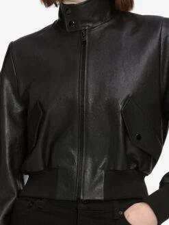 The Leather Harrington Jacket -- Black -Frame Sale Store WF25LJA002 BLK 5671