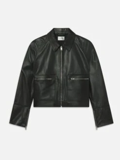 The Leather Zip Front Jacket -- Black