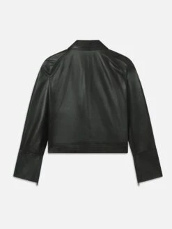 The Leather Zip Front Jacket -- Black -Frame Sale Store WF25LJA006 BLK B