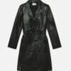 The Long Leather Belted Jacket -- Black