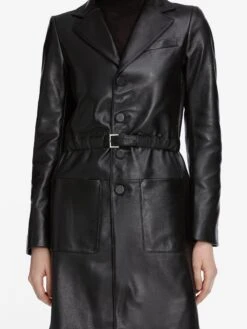 The Long Leather Belted Jacket -- Black -Frame Sale Store WF25LJA008 BLK C 13173 V2 41e15868 35c9 4394 a1d9 4d4555ed65ef