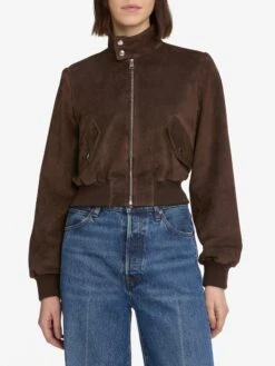 The Suede Harrington Jacket -- Coffee -Frame Sale Store WF25LJA009 CFFE 6416