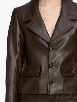 The Leather Cuffed Jacket -- Dark Brown -Frame Sale Store WF25LPA005 TRUF WE25LJA001 DKBR 6038