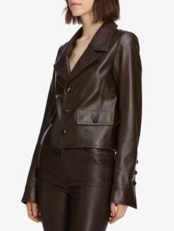 The Leather Cuffed Jacket -- Dark Brown -Frame Sale Store WF25LPA005 TRUF WE25LJA001 DKBR 6100