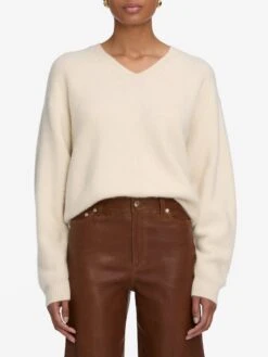 The Cashmere Brushed V Sweater -- Cream -Frame Sale Store WF25LPA010 CEDA WF25KSW054 CREA 8859