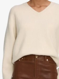 The Cashmere Brushed V Sweater -- Cream -Frame Sale Store WF25LPA010 CEDA WF25KSW054 CREA 8866